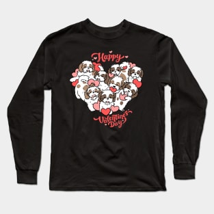 Happy valentines day cute shih tzu heart Long Sleeve T-Shirt